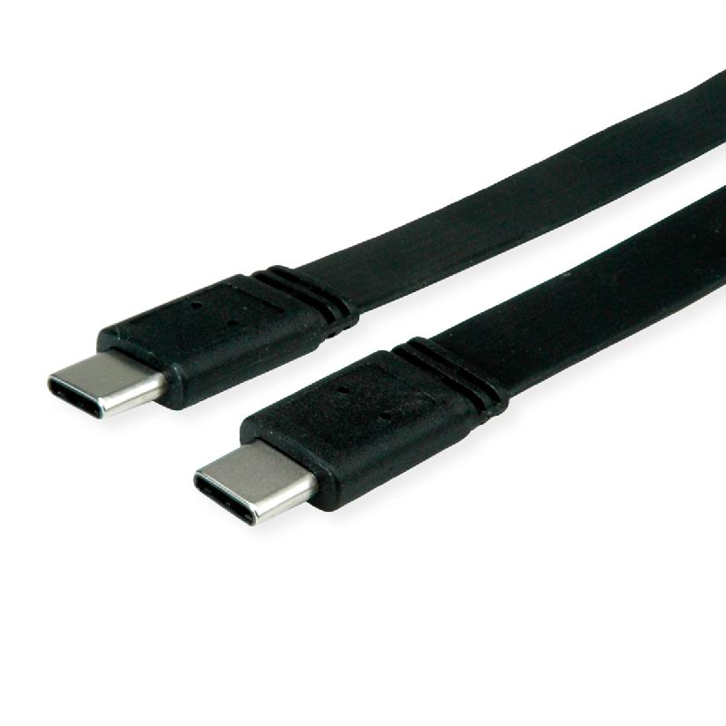 VALUE Câble USB4 Gen 3, avec Power Delivery 20V5A, Emark, C-C, M/M, 40 Gbit/s, plat, noir, 0,5 m_0