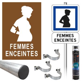 Pack signalisation parking femmes enceintes - Pochoir bois 6 mm - Aérosols de peinture haute performance - Panneau et panonceau aluminium_0