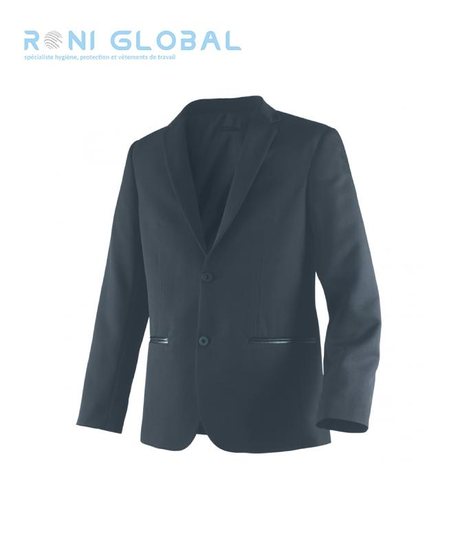 Veste de service noire homme, doublée, couple slim fit en polyester avec avec col tailleur et 3 poches - AUSTRALE ROBUR_0