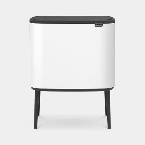 Poubelle Bo Touch Bin - 3 x 11 litres - Blanche - Idéale pour trier les déchets avec style_0