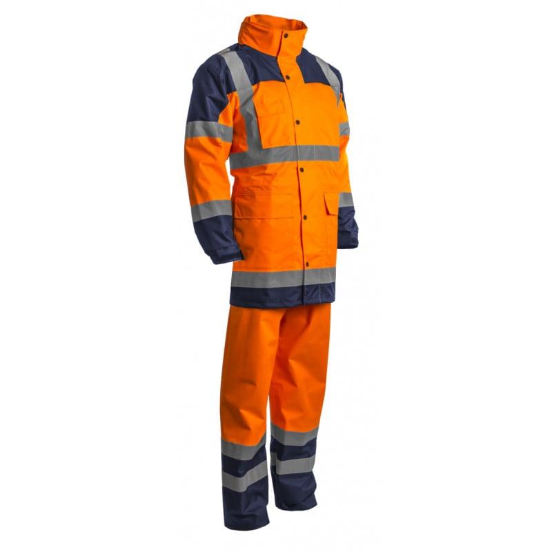 Ensemble de pluie - HYDRA - Parka: 300D Oxford + Pantalon: 300D Oxford - Orange HV/Marine - COVERGUARD | 7HYDO_0