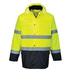 Portwest - Veste de pluie bicolore imperméable avec capuche détachable HV Jaune / Bleu Marine Taille 3XL - XXXL jaune 5036108216192_0