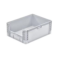 Bac gerbable grand volume norme Europe 800x600x320mm avec ouverture de prélèvement - Polypropylène gris - 126L - gris plastique polypropylène PALP107_0