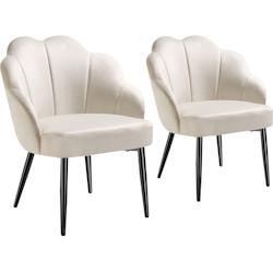 TecTake GmbH tectake Fauteuil cocktail HELLEN rembourré avec revêtement en velours - crème/noir, Lot de 2 -405827 - beige plastique 405827_0