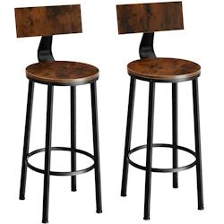 Tectake 2 tabourets de bar Poole - Bois foncé industriel, rustique -404350 - marron Bois massif 404350_0