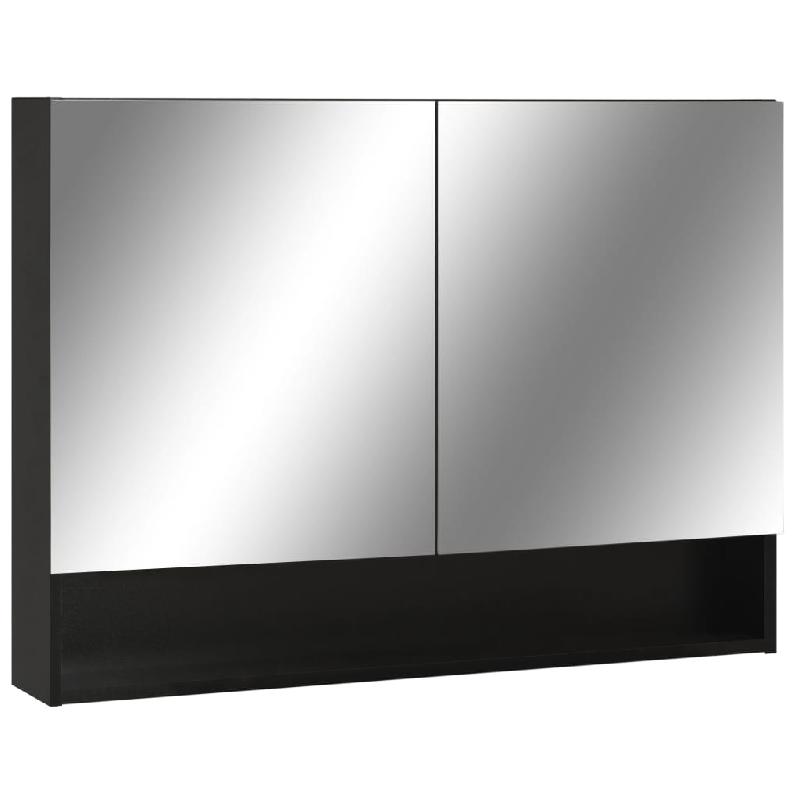 ARMOIRE À MIROIR DE SALLE DE BAIN LED 80 X 15 X 60 CM MDF NOIR 02_0006734_0