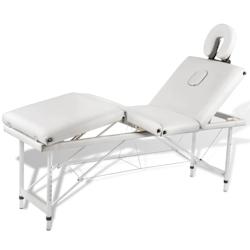 HELLOSHOP26 - Table pliable de massage 4 zones au cadre inox  blanc crème 02_0001877 - blanc 02_0001877_0