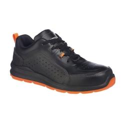 Portwest - Baskets de sécurité basses noire et orange en cuir perforé respirantes S1P Noir / Orange Taille 40 - 40 noir matière synthétique 50361_0