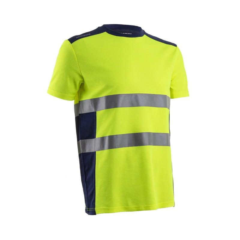 T-shirt manches courtes - NEKKI - 55% CO/45% PES UPF 35+ 150g/m2 - Jaune HV/Marine - COVERGUARD | 5NEK160_0