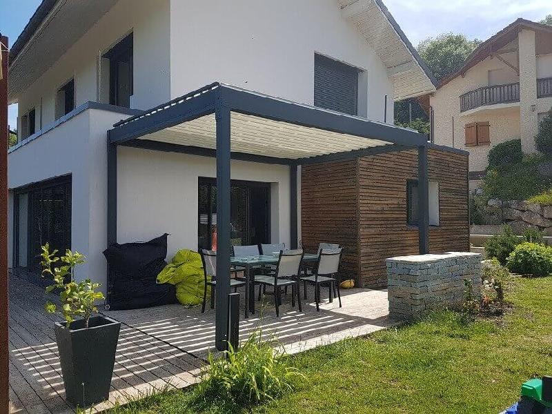 Pergola Bioclimatique Aluminium H1 AUTOPORTÉE Lames Orientables Parallèles Électrique (Télécommande ou Interrupteur) Sur Mesure Référence: Bioclimatique H1 ilot_0