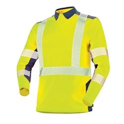 Cepovett - Polo manches longues Fluo Safe Jaune / Bleu Foncé Taille 3XL - XXXL 3603623485123_0