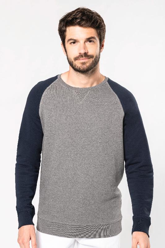 Sweat-shirt French Terry Bio bicolore col rond manches raglan homme - Réf: K491 - Kariban_0