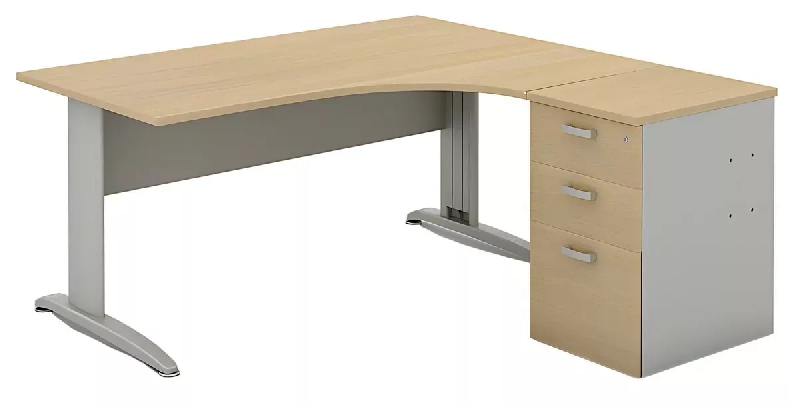 Bureau d'angle compact piètement métal avec caisson hauteur bureau So Aitana_0