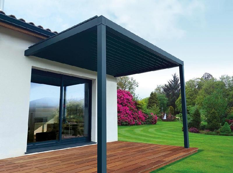 Pergola Bioclimatique Manuelle (Manivelle) Aluminium L1 Adossée Lames Orientables Parallèles Sur Mesure Référence: Bioclimatique L1 Treuil_0