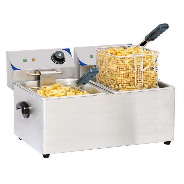 Friteuse électrique 2 x 4 litres en acier inoxydable 2 x 2000 W_0