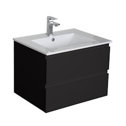 Meuble simple vasque 60cm SORRENTO Noir + vasque - blanc 3760232697412_0