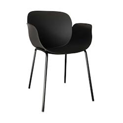 Now's Home - Lot 4 Fauteuils De Table Polypropylene Pied Metal Noir 55x49x81.5 Calista - 3256390249254_0