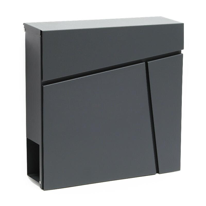 BOITE AUX LETTRES DESIGN ANTHRACITE MURALE PORTE JOURNAL MAGAZINE ACIER GALVANISÉ 37 X 37 X 10,5 CM ANTHRACITE 16_0000098_0