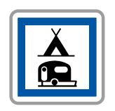 Panneau de signalisation indication Terrain de camping pour tentes, caravanes et autocaravanes - CE4c_0