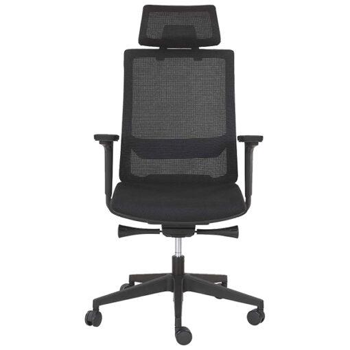 Fauteuil de bureau ergonomique CARLO - neuf - accoudoirs 4D, maille noire, soutien lombaire réglable, appui-tête réglable_0