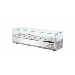 METRO Professional Vitrine réfrigérée GHS2150, acier inoxydable / verre, 150 x 39.5 x 43.5 cm, 52 L, 135 W, compatible avec GPT2100, argenté - ino_0