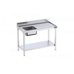 Distform Table de chef Inox avec bac à Gauche, bord anti ruissellement et étagère Gamme 600 Acier inoxydable1000x600 1000x600 - 641094506575_0