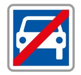 Panneau de signalisation indication: Fin de route à accès réglementé - C108_0