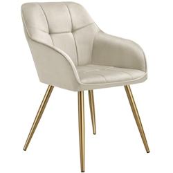 TecTake GmbH tectake Chaise MARILYN aspect velours capitonné - crème/or, par pièce -405725 - beige 405725_0