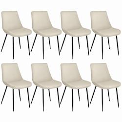 Tectake Lot de 8 chaises de salle à manger Monroe aspect velours - crème -404941 - beige polyester 404941_0