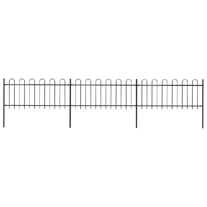Vidaxl clôture de jardin avec dessus en cerceau acier 5,1 x 0,8 m noir 277649_0