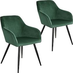 Tectake 2 Chaises MARILYN Design en Velours Style Scandinave - vert foncé/noir -404026 - vert plastique 404026_0