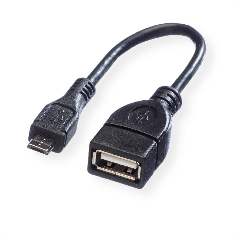 VALUE Câble USB 2.0, USB A femellle - Micro USB B mâle, OTG, 0,15 m_0