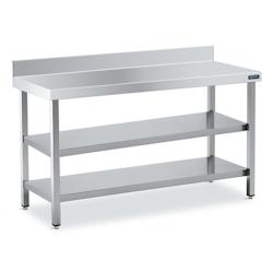 Distform table Inox avec Dosseret 600x500 avec 2 Etagères - 641094953157_0