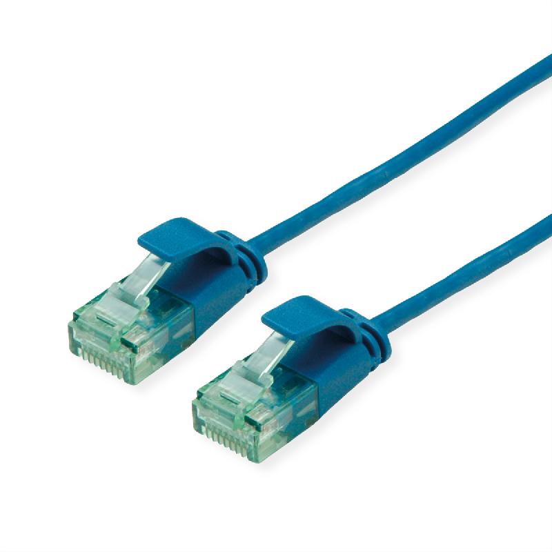 ROLINE RM Cordon Data Center UTP Cat.6A (Classe EA), slim, bleu, 0,15 m_0