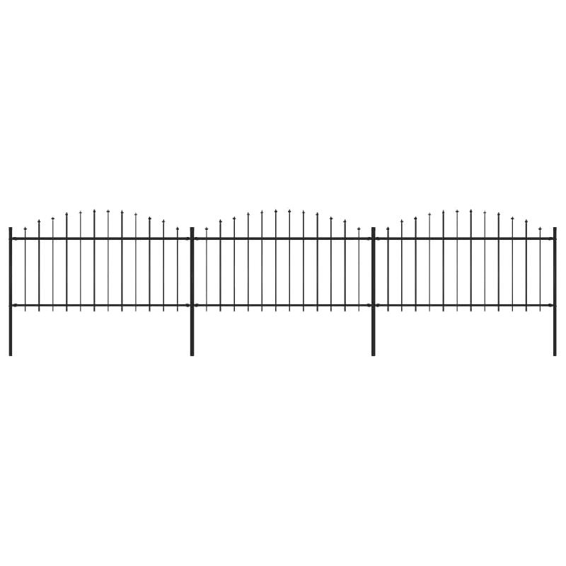 Vidaxl clôture de jardin à dessus en lance acier (1,25-1,5)x5,1 m noir 277732_0