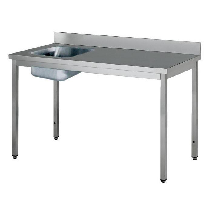 Table adossée inox avec bac à droite profondeur 700 mm longueur (mm) - 1400 - TACFD714T_0