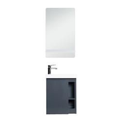 Meuble lave-mains HAMPTON Gris avec vasque blanche + miroir - blanc 3760232697665_0