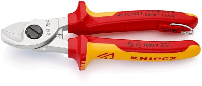 Coupe-câble longueur 165 mm tête chromée VDE avec Å“illet de fixation gaines multicomposant forme 1 KNIPEX_0