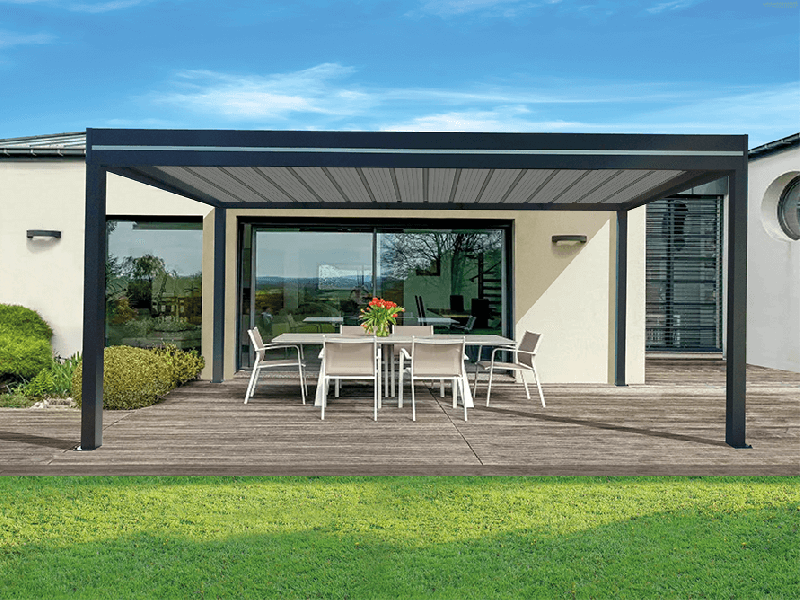 Pergola Aluminium Toit Plat Bac Acier OBX Autoportée Sur Mesure Référence: Pergola OBX Bac Acier ilot_0