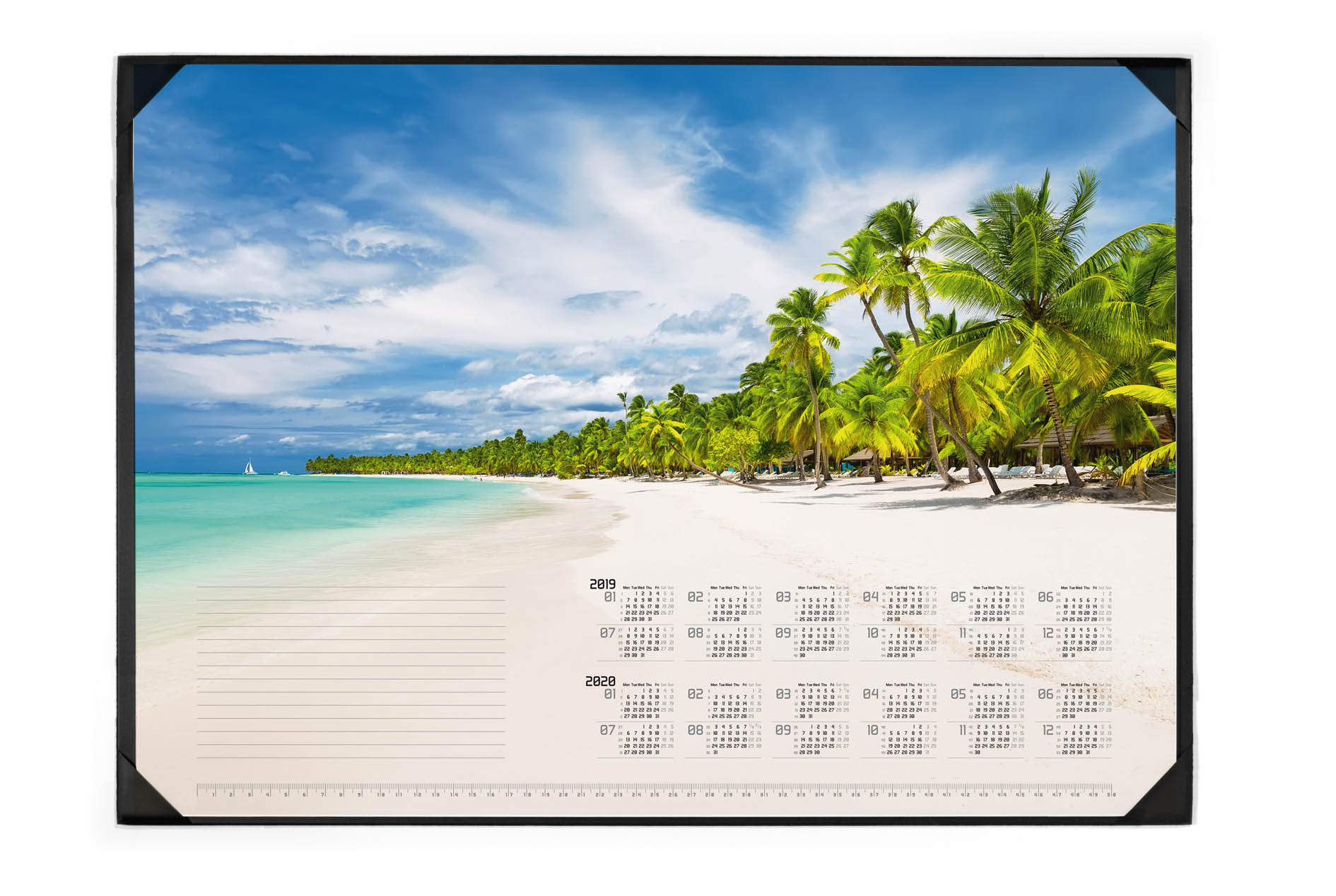 Sous Main Calendrier Bloc 25 Feuilles Motif Plage Tropicale