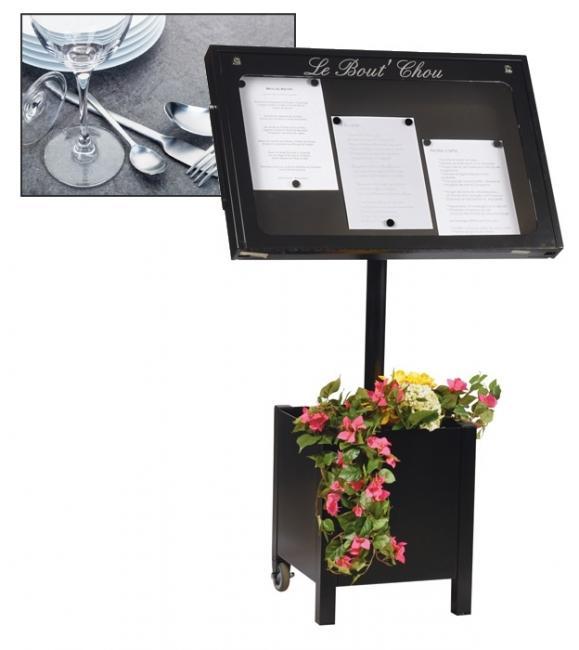 Porte menu exterieur pied pupitre jardiniere lumineux luberon jurine_0