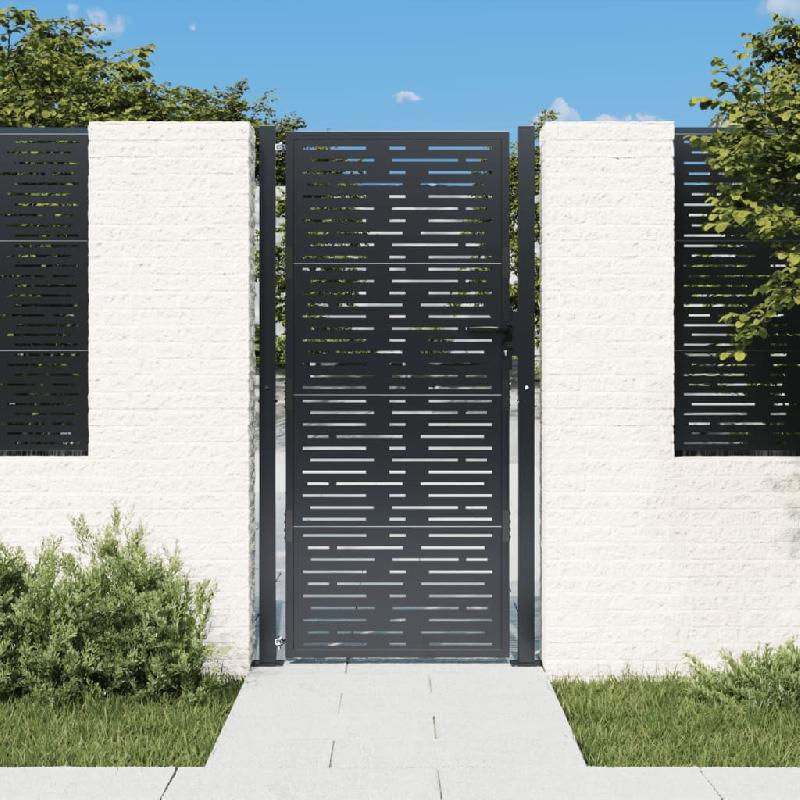 Vidaxl portail de jardin anthracite 105x205 cm conception de carré 153195_0