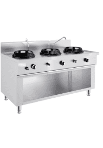 Cuisinière wok à gaz - 45 kW - 3 zones de cuisson - incl. 2 mini-colonnes d'eau_0