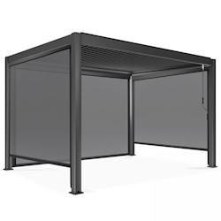 Oviala Business Pergola bioclimatique 3 x 4 m autoportée avec 3 stores gris - gris aluminium 109333_0