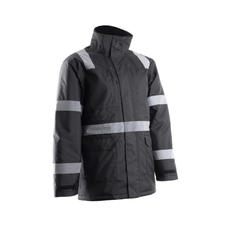 Parka - SECURITE - 300D Oxford enduit PU 100% PES + Matelassage 160g/m2 + Bandes réflectives - Noir - COVERGUARD | 5SEC010_0