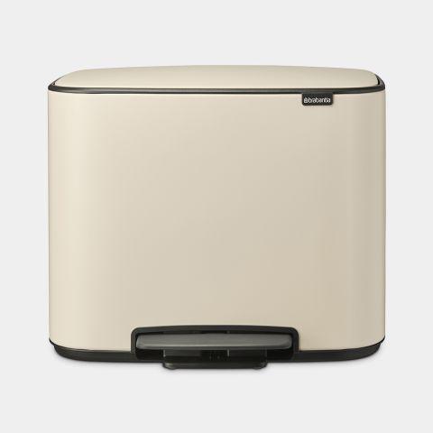 Poubelle à pédale Brabantia Bo - 3 x 11 litres - Soft Beige - Idéale pour trier les déchets avec style_0