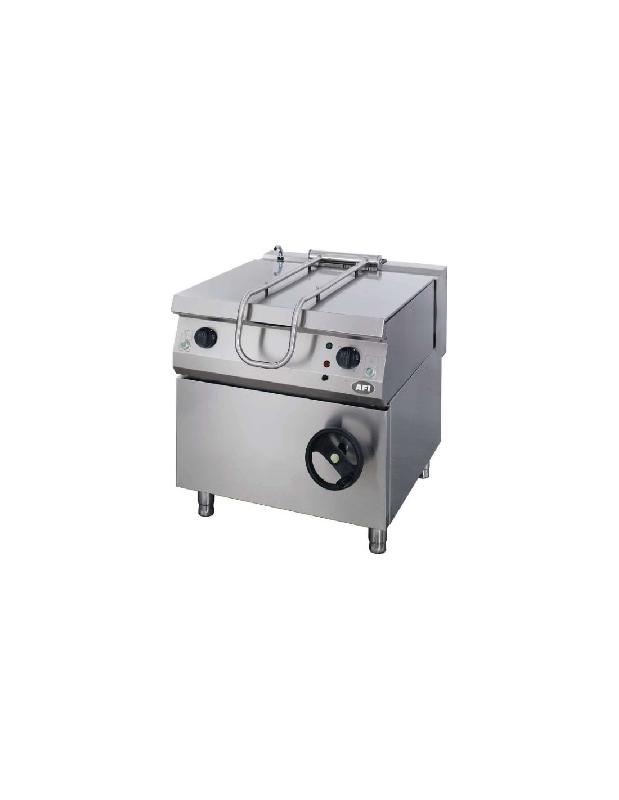 Sauteuse gaz sur coffre SA9G80 - acier inoxydable AISI 304 - 20 Kw - 50 Litres - Plan de travail en inox avec couvercle_0