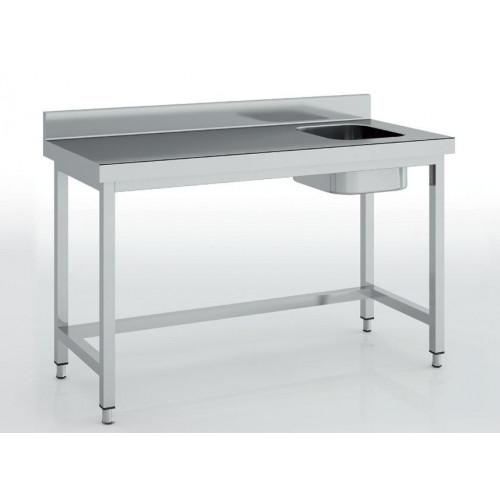 Table de chef en inox 2200x700x850 avec bac à droite - MCCD70-220D_0