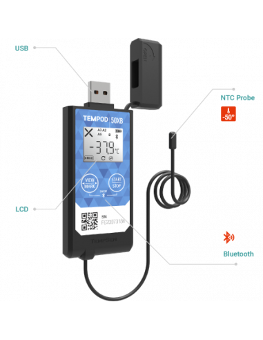 TEMPOD 50XB Enregistreur température Bluetooth sonde externe -50°C_0