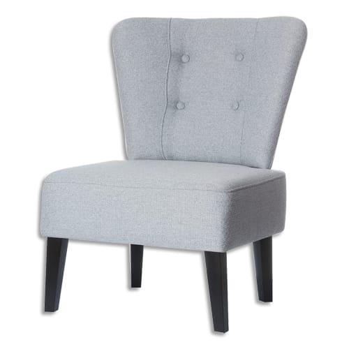 Paperflow fauteuil brighton en bois et polyester pied noir revêtement gris clair, l640 x h820 x p650 cm_0